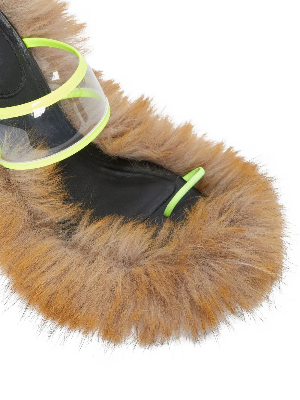 Msgm Iconic Faux-fur Heeled Sandals In Brown