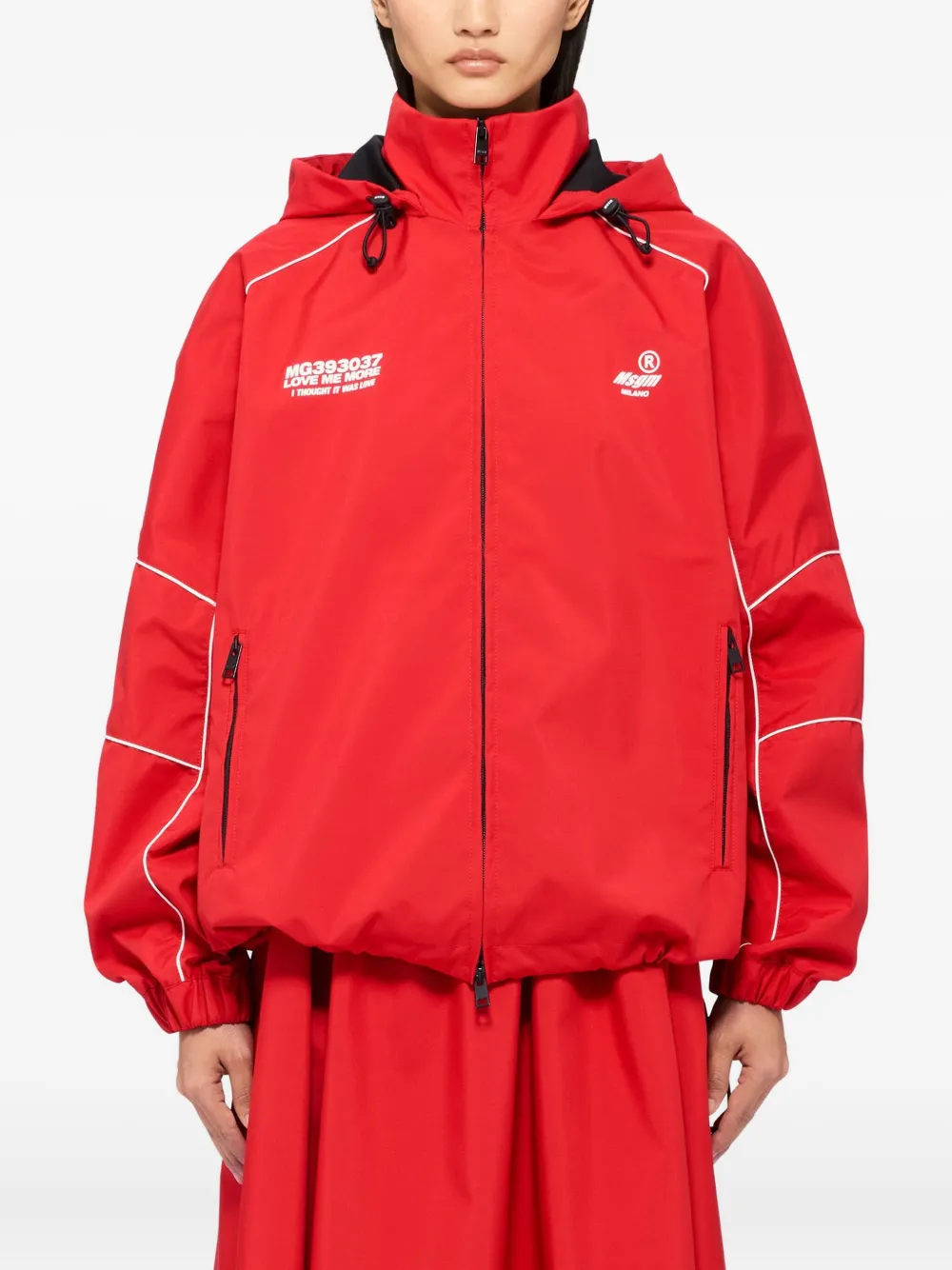 Msgm Hooded Jacket In Red