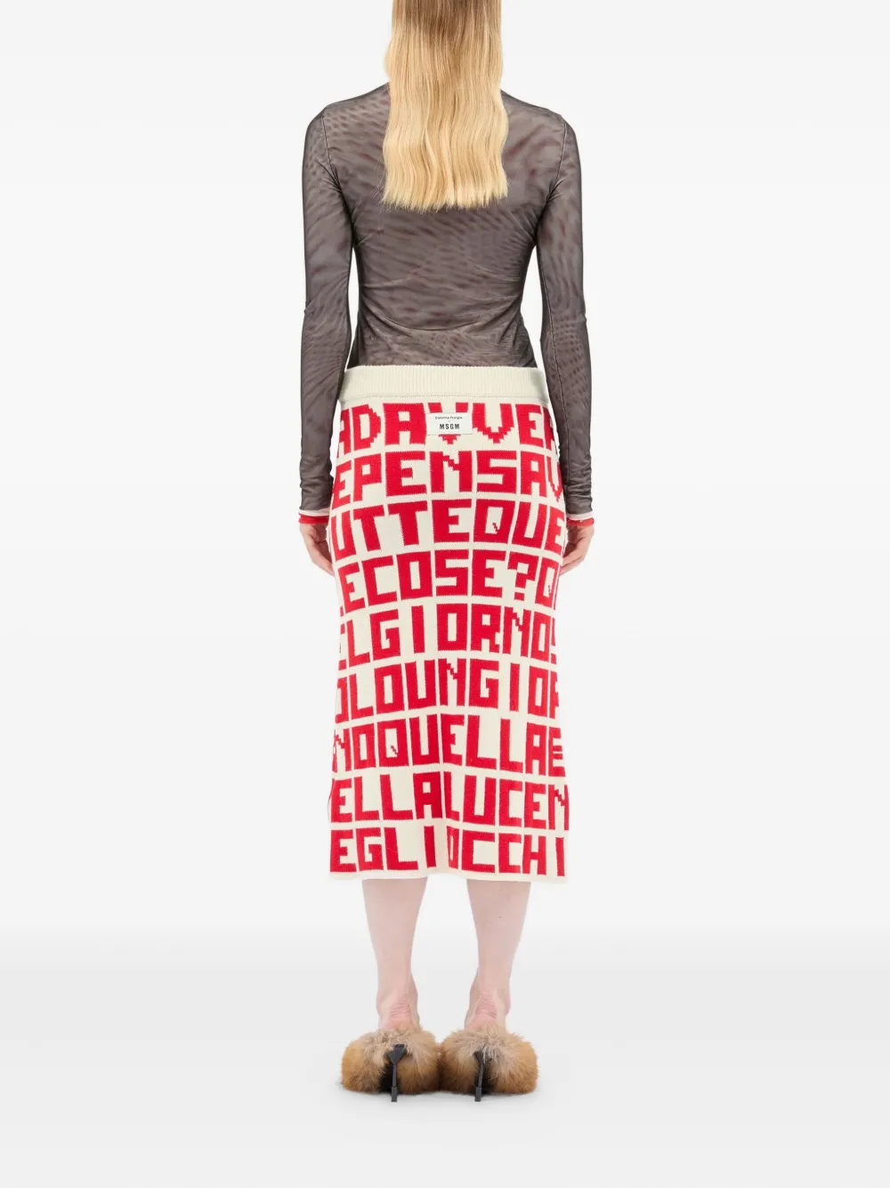 Msgm X Caterina Frongia Jacquard-knit Midi Skirt In Neutral