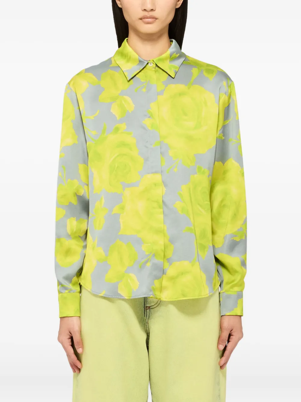 MSGM Blouse met bloemendetail Grijs