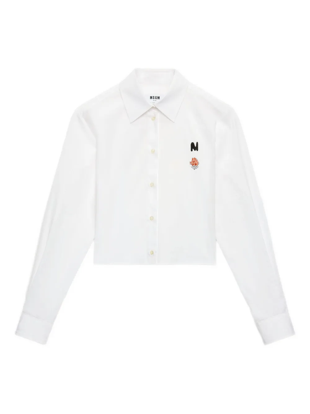 Msgm Logo-print Cropped Shirt In White