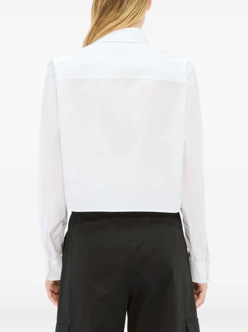 Msgm Logo-print Cropped Shirt In White