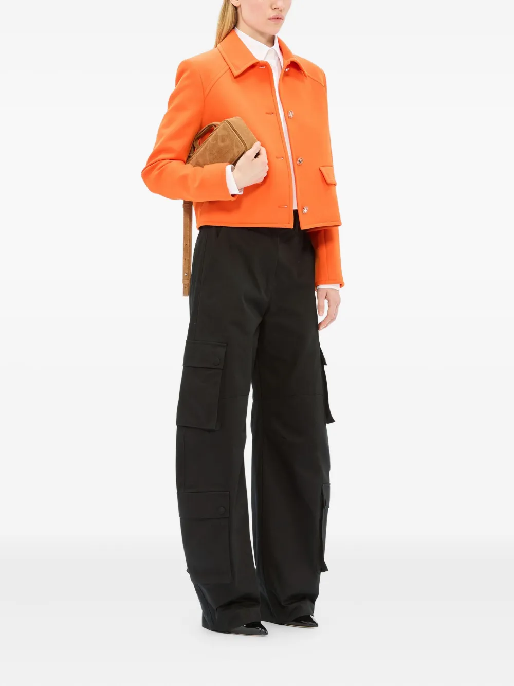 Msgm Logo-print Cropped Shirt In White