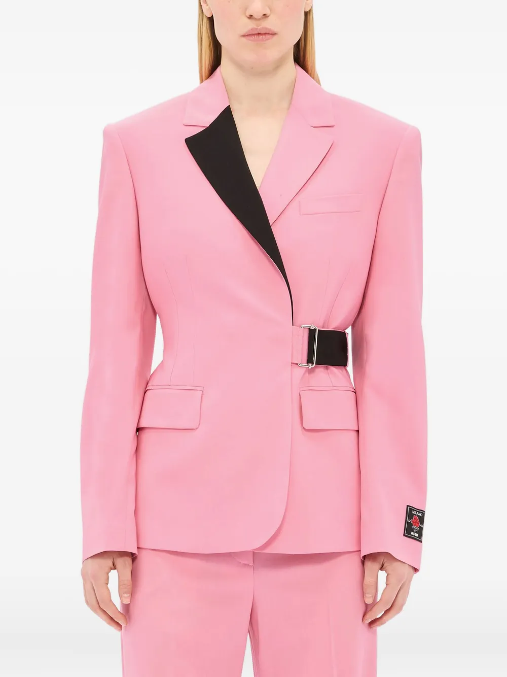 Msgm Belted Blazer In Pink