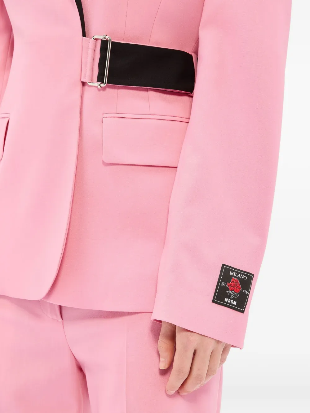 Msgm Belted Blazer In Pink