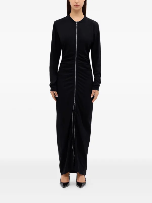 maxi dress with zipper in front Black Zipper Maxi Dress  BLANK