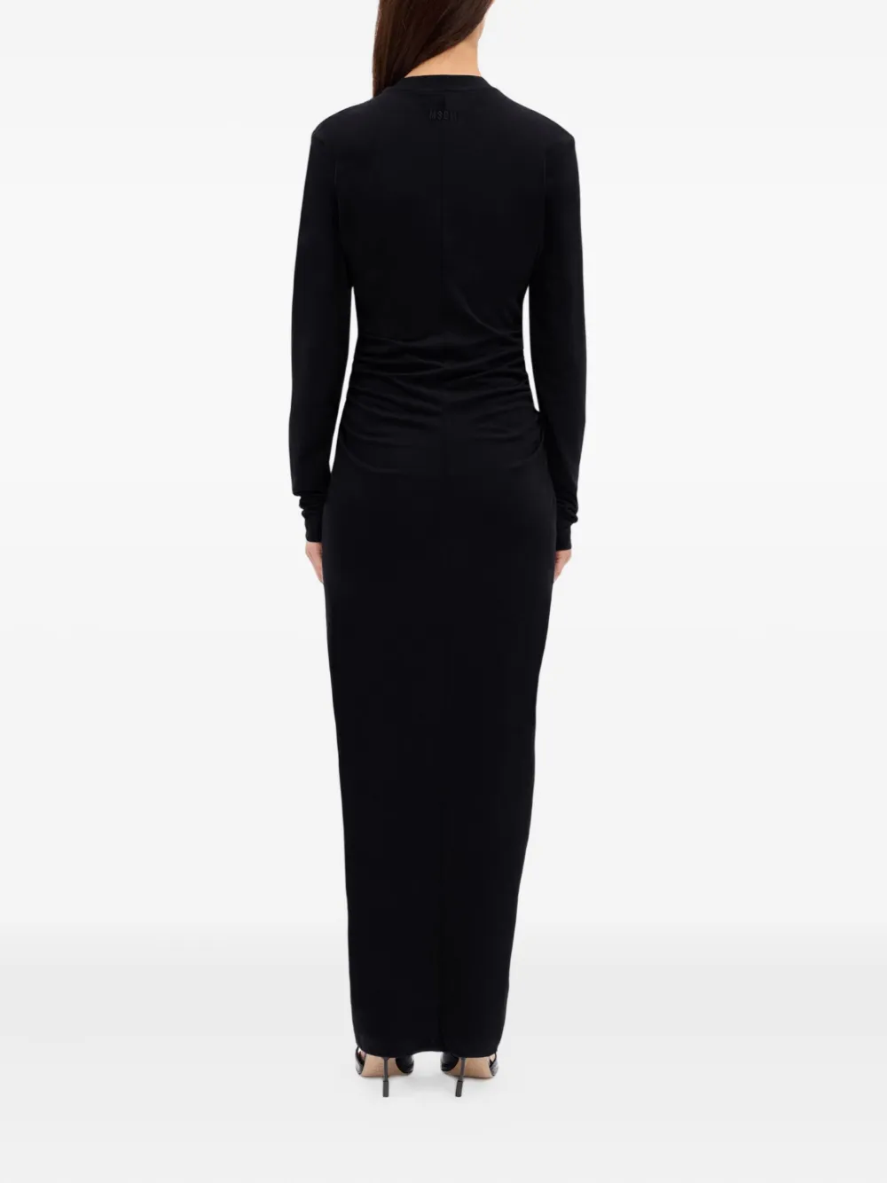 Msgm Zip-front Gathered Maxi Dress In Black