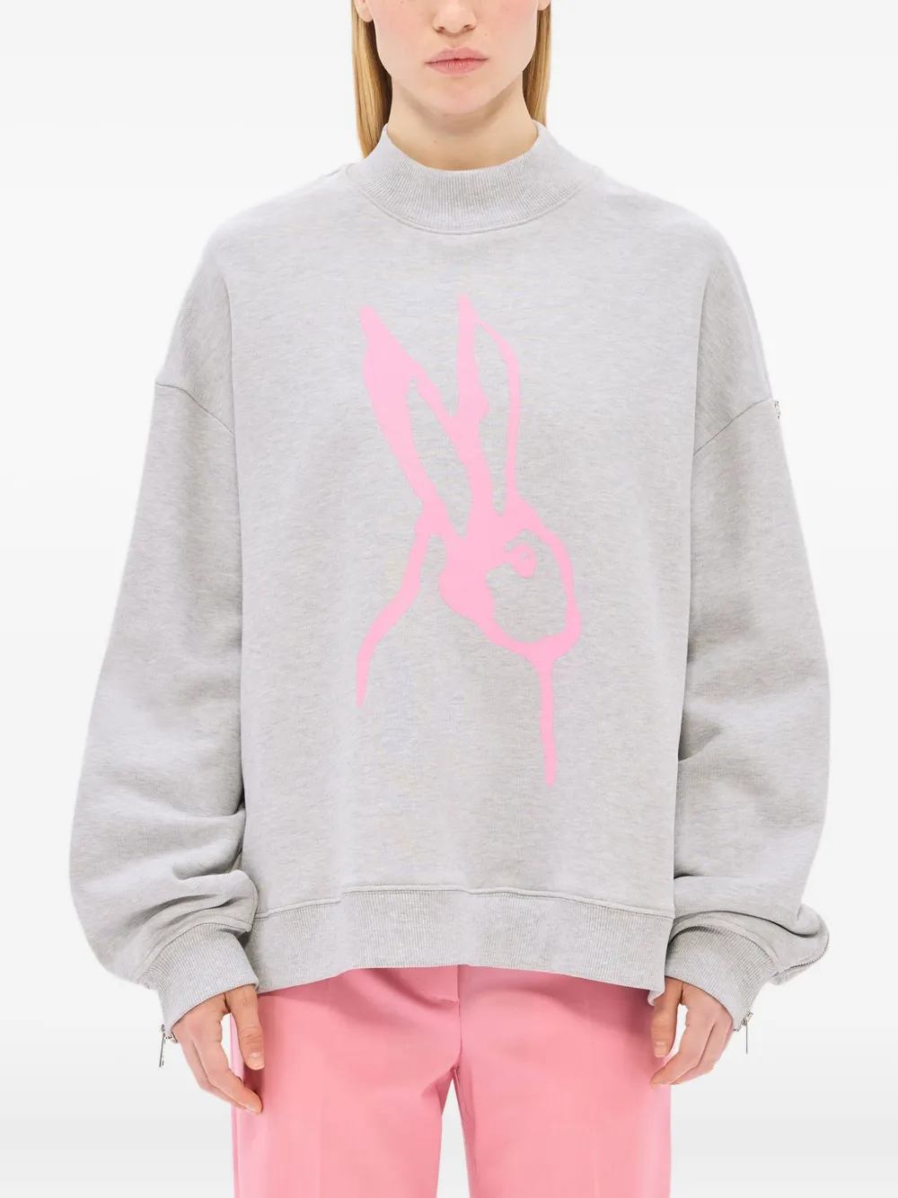 Msgm Graphic-print Sweatshirt In Gray