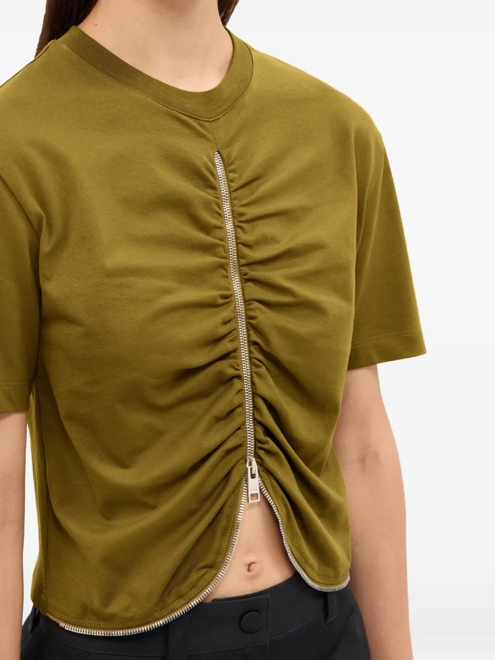 Msgm Zip-detail T-shirt In Brown