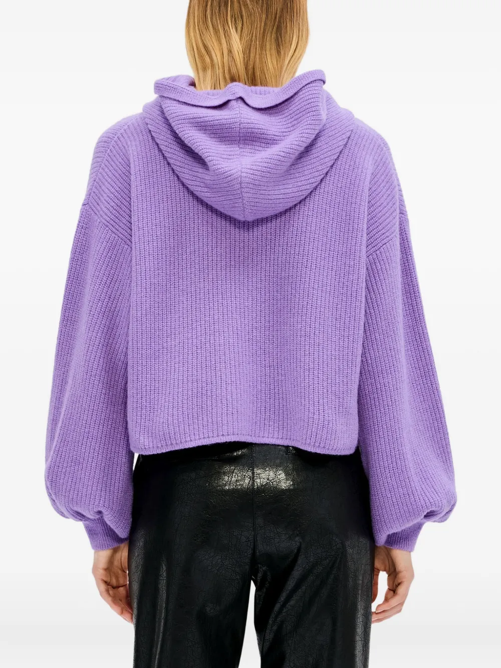 Msgm Balloon-sleeve Hoodie In Purple