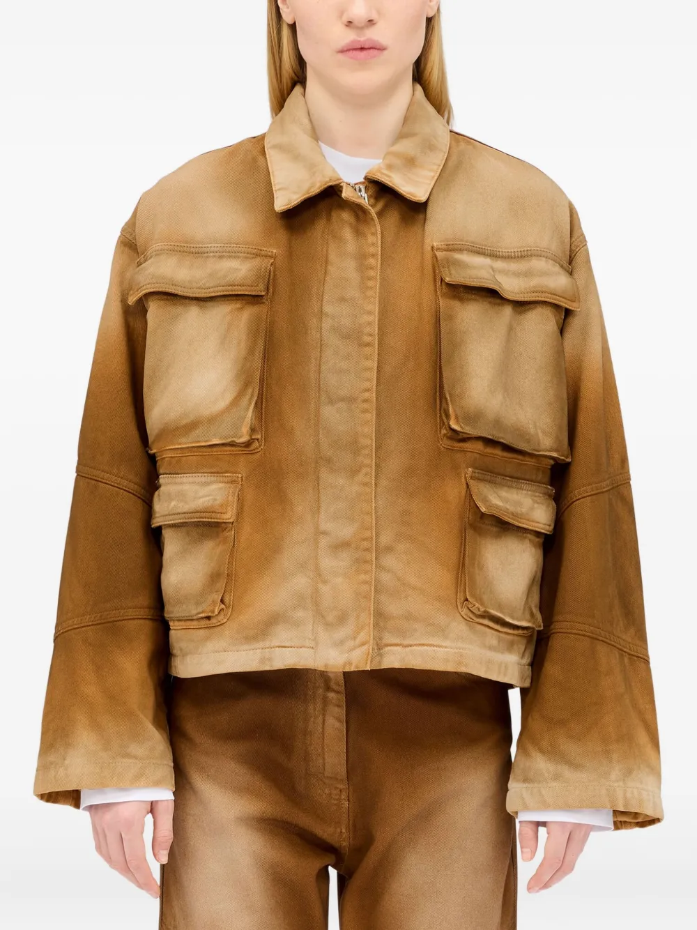 Msgm Patch-pocket Jacket In Brown