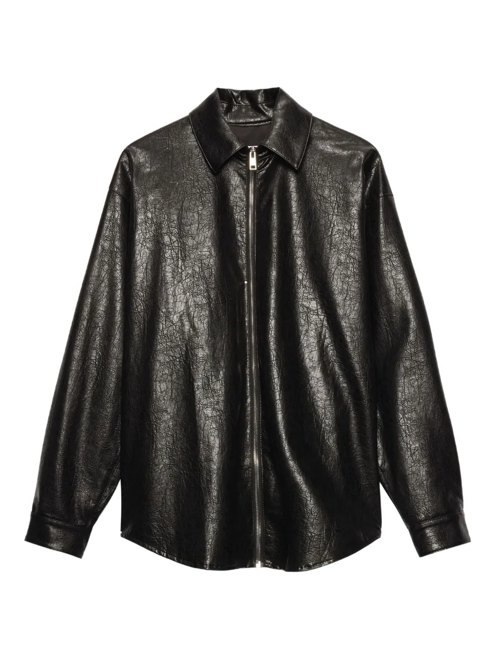 Msgm Zip-up Collared Coat In Black