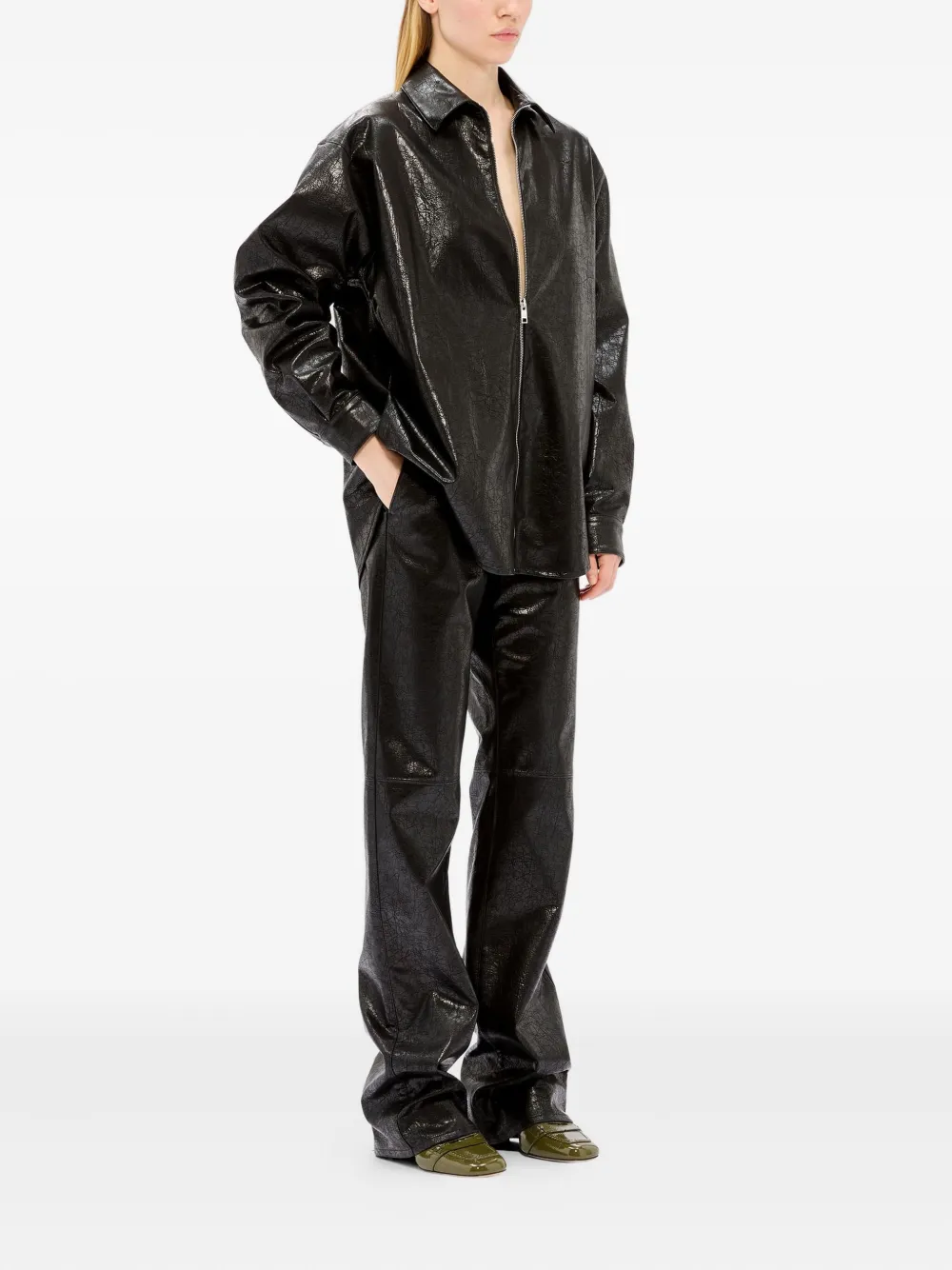 MSGM zip-up collared coat - Zwart
