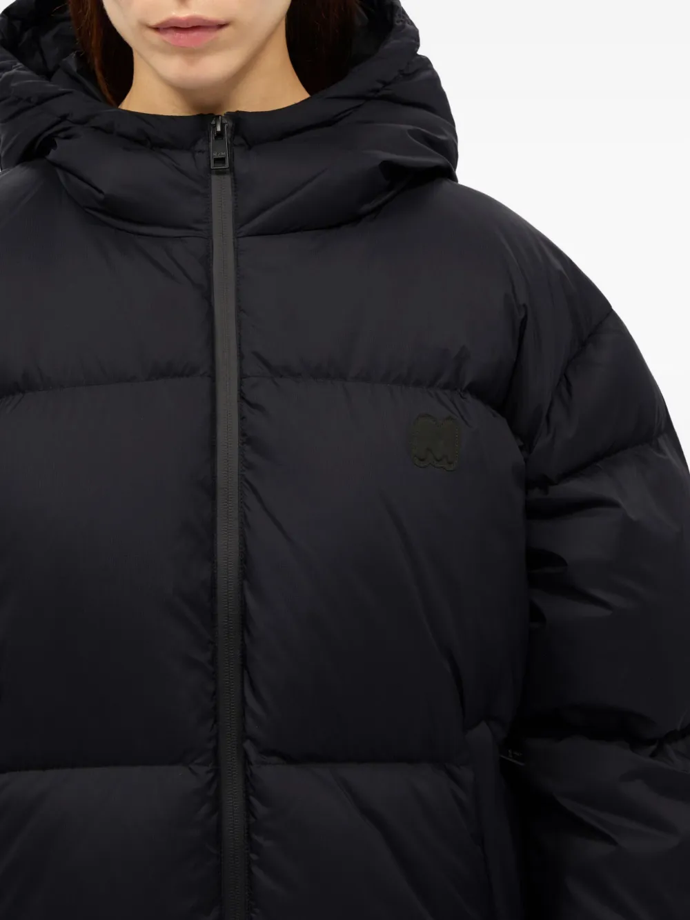Msgm Hooded Puffer Coat In Black