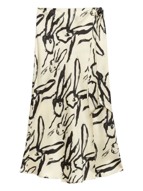 MSGM rabbit-print wrap skirt