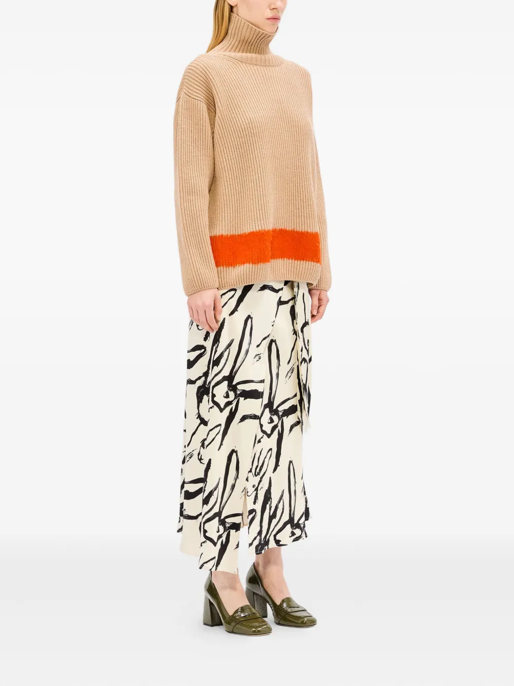 Msgm Rabbit-print Wrap Skirt In Neutral
