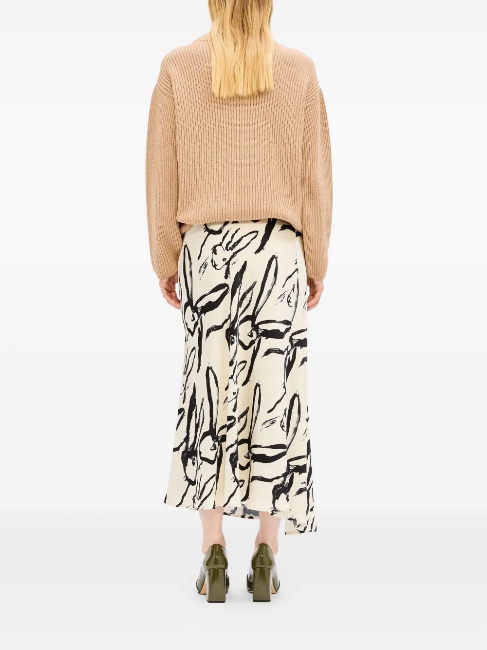 Msgm Rabbit-print Wrap Skirt In Neutral