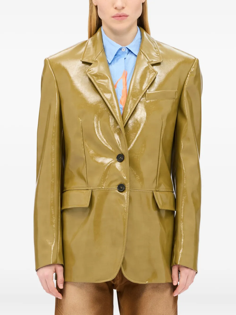 Msgm Single-breasted Jacket In Yellow