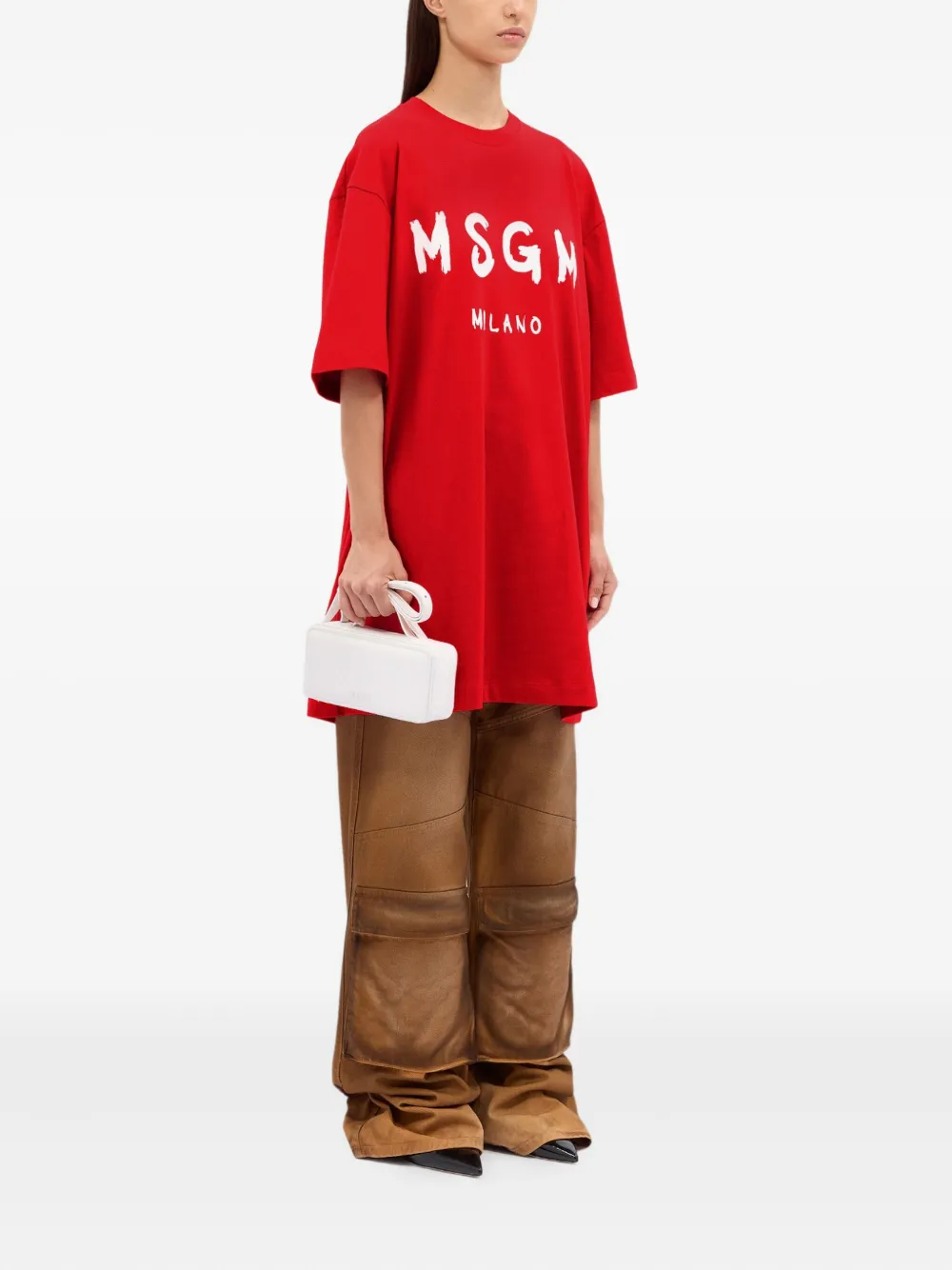 MSGM T-shirtjurk met ronde hals en korte mouwen Rood