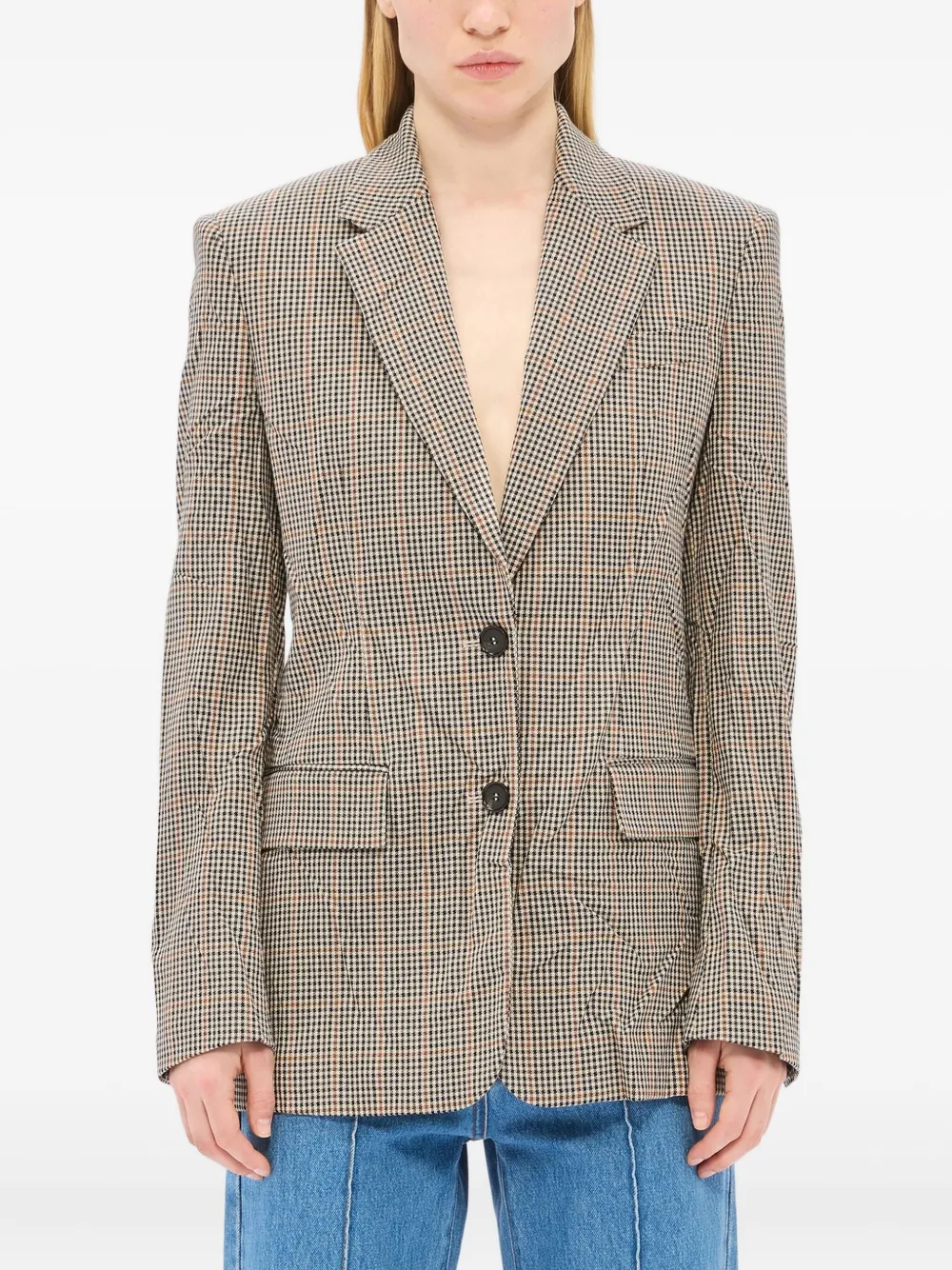 Msgm Checked Blazer In Neutral