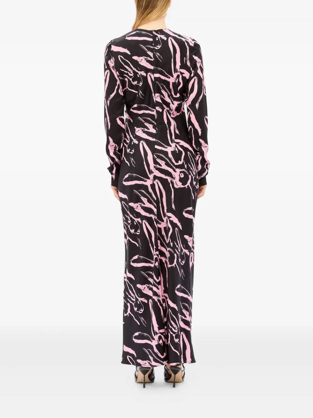 MSGM Jurk met lange mouwen en konijnprint Zwart