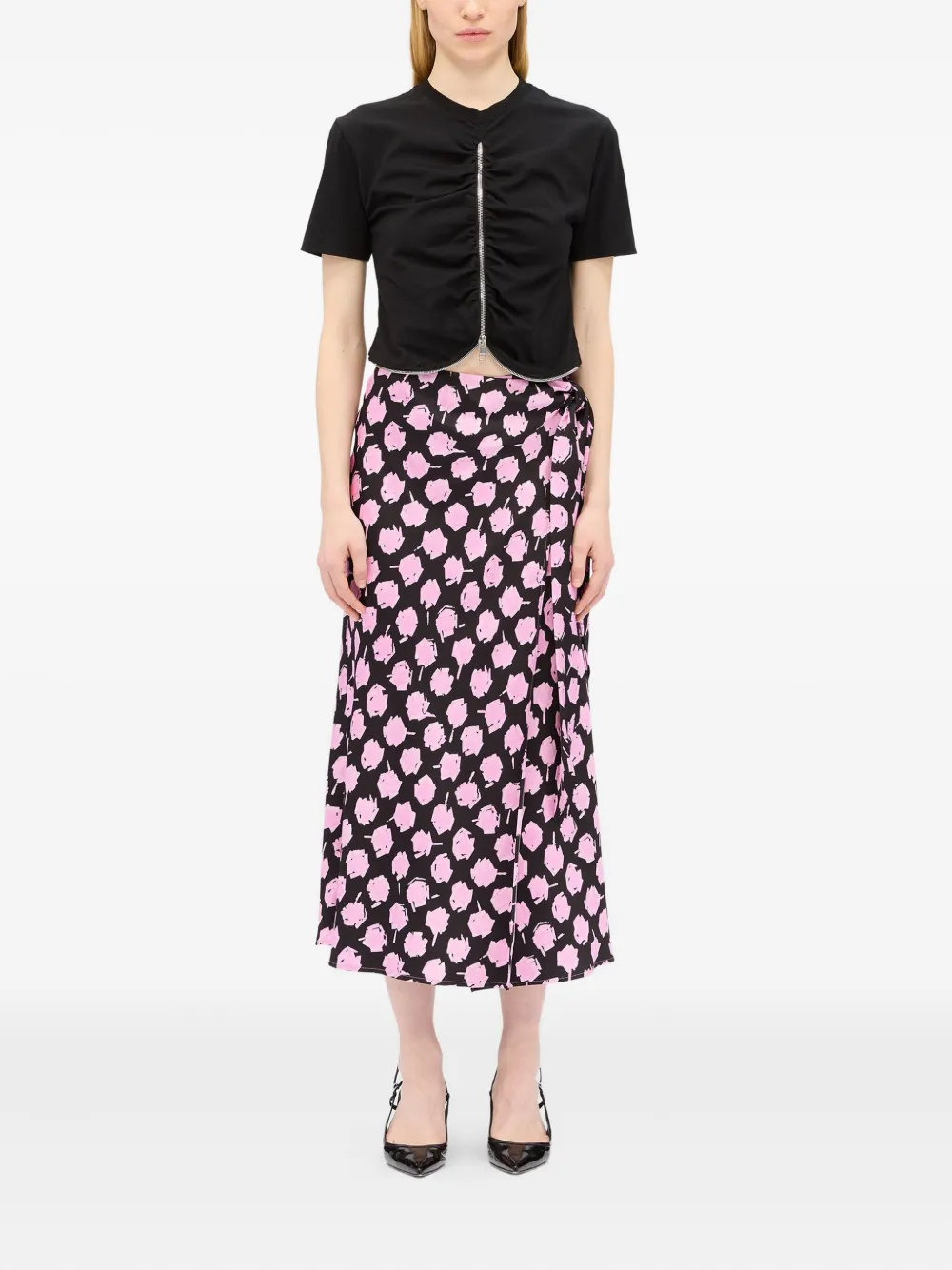 MSGM Midi-wikkelrok met bloemenprint - Roze