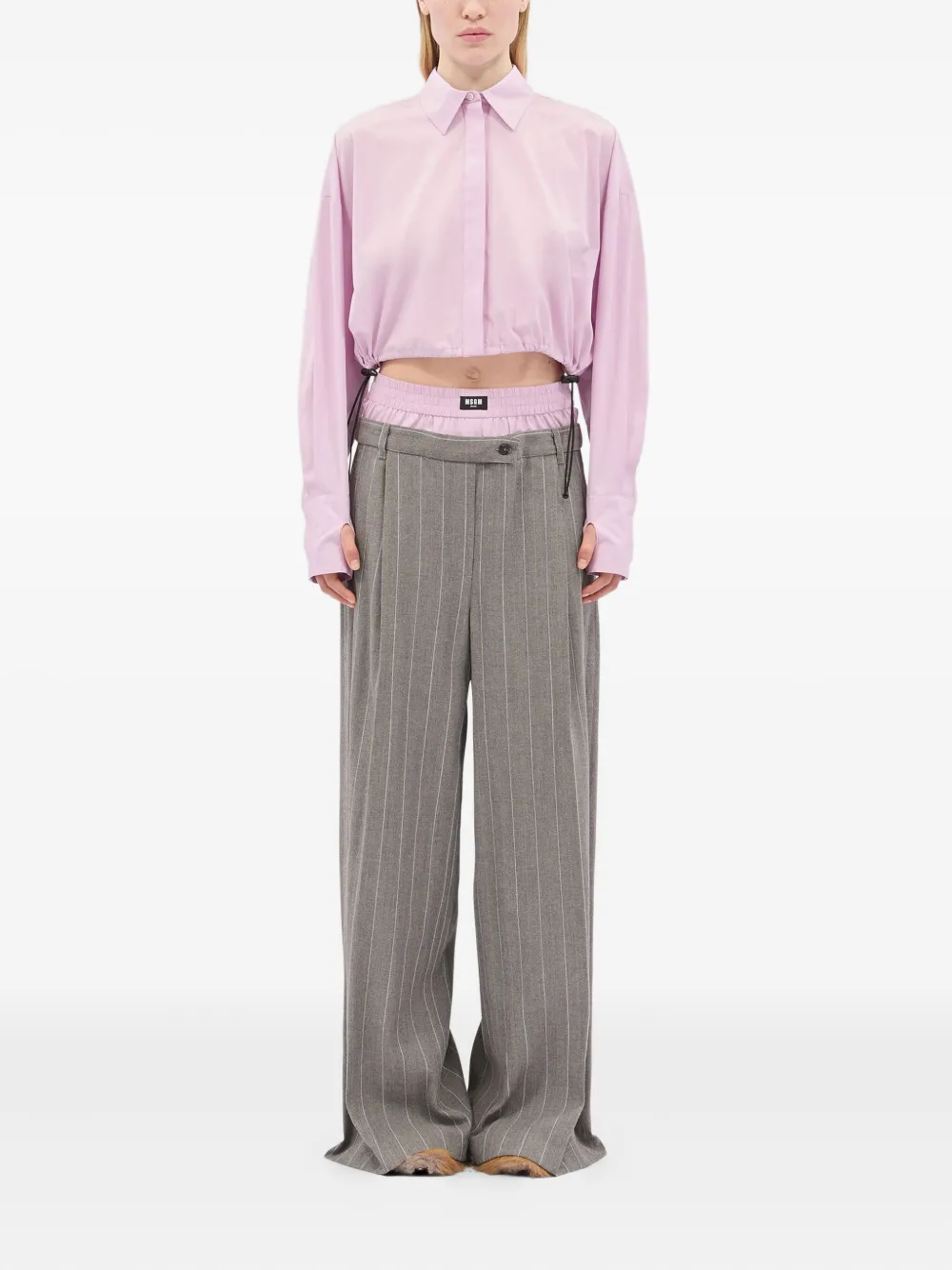 MSGM pinstripe-pattern layered trousers - Grijs
