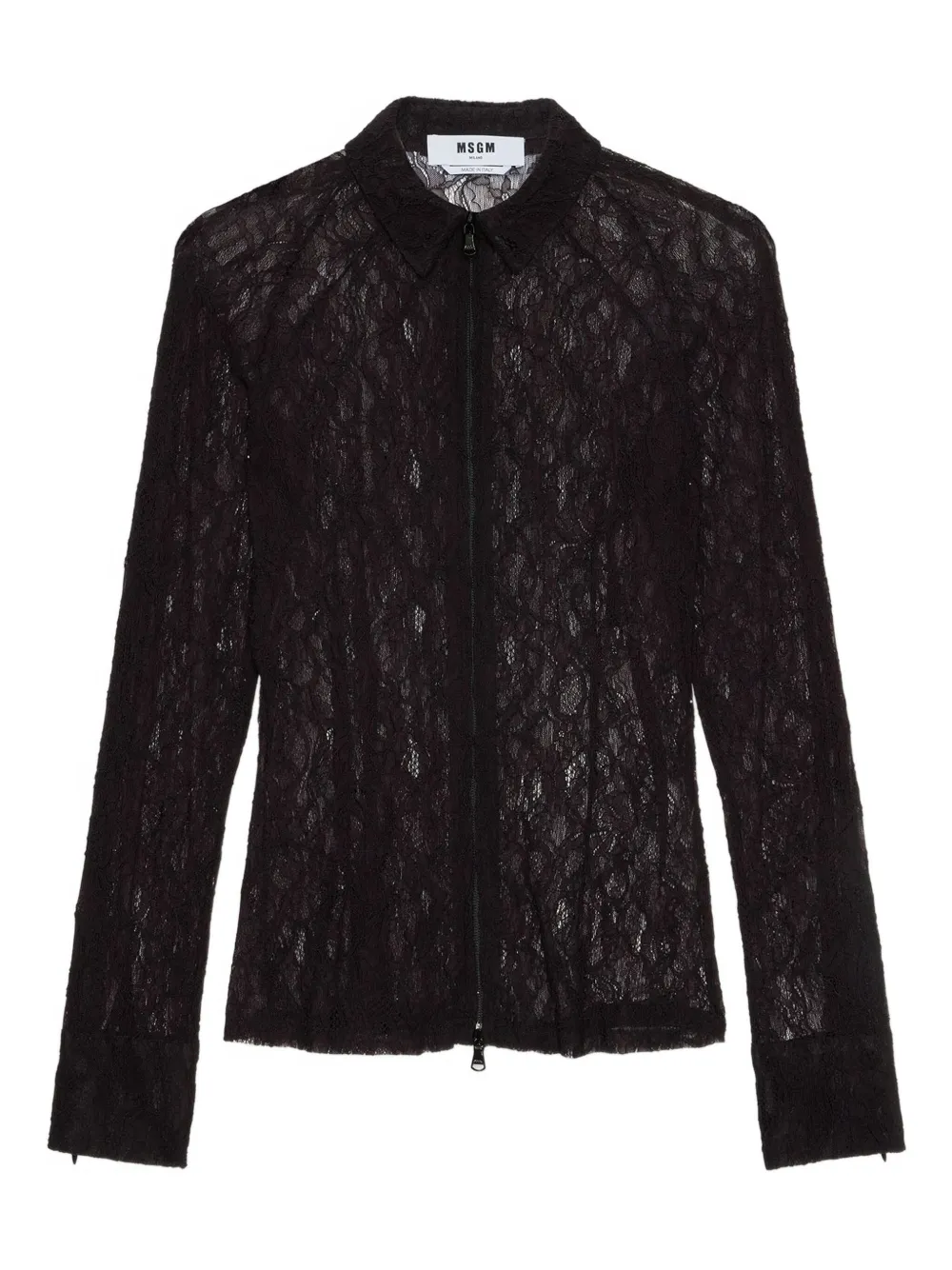 MSGM camisa con encaje floral | negro | Image 1