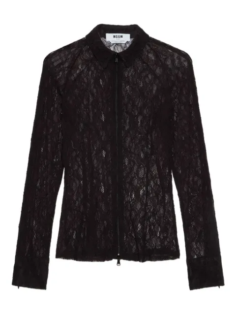 MSGM floral-lace zip-up shirt  