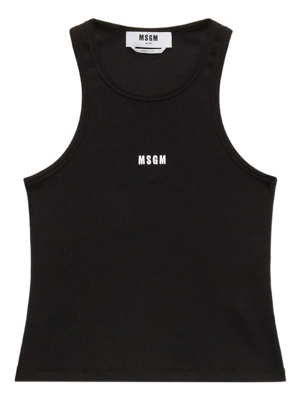 MSGM logo-detail ribbed tank top | Black | Image 1