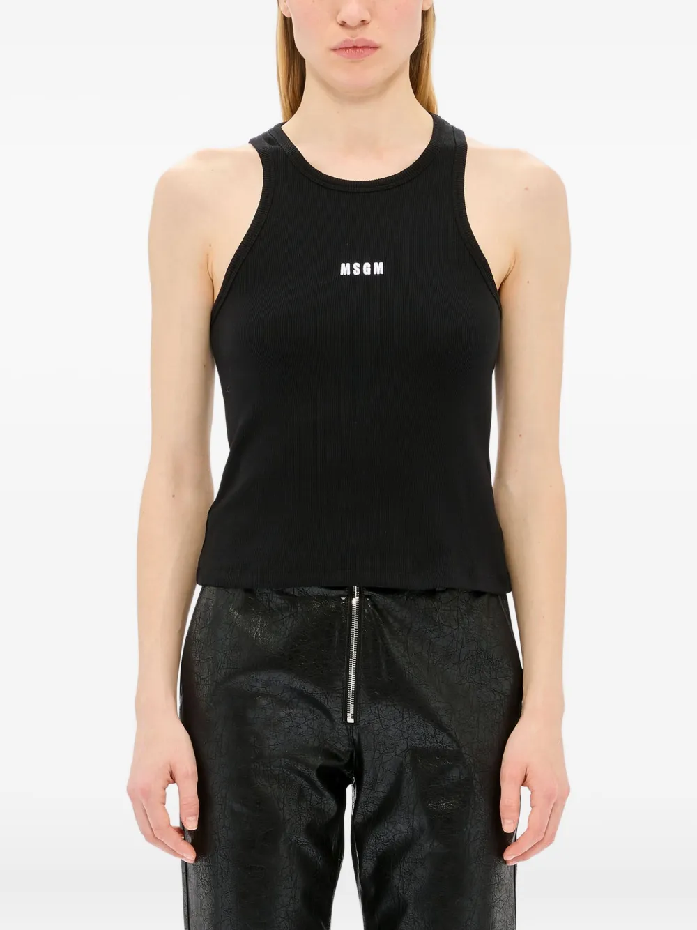 MSGM Geribbelde tanktop Zwart