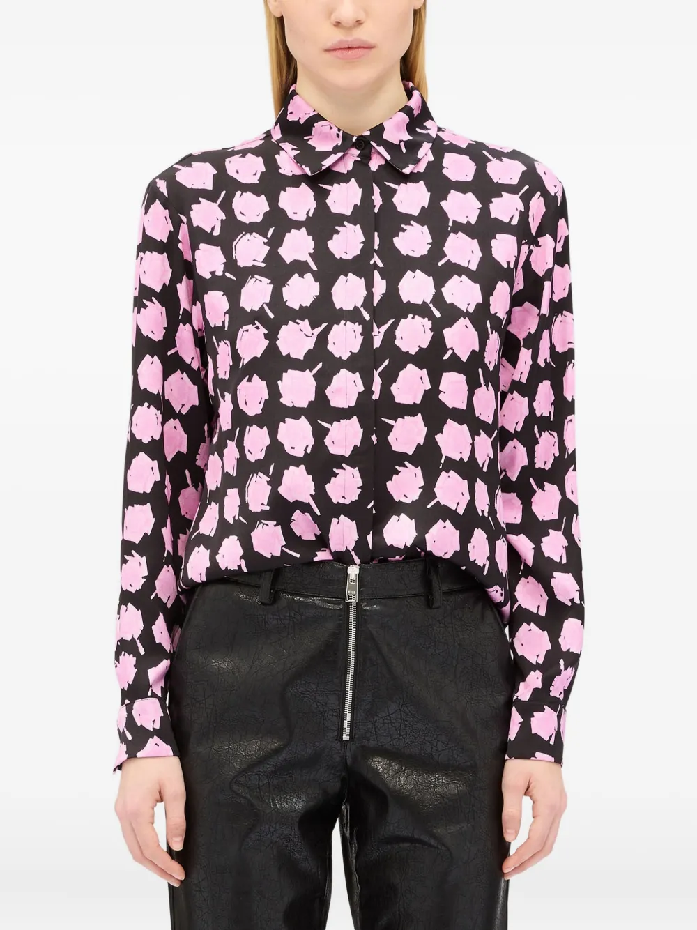 Msgm Floral-print Shirt In Pink