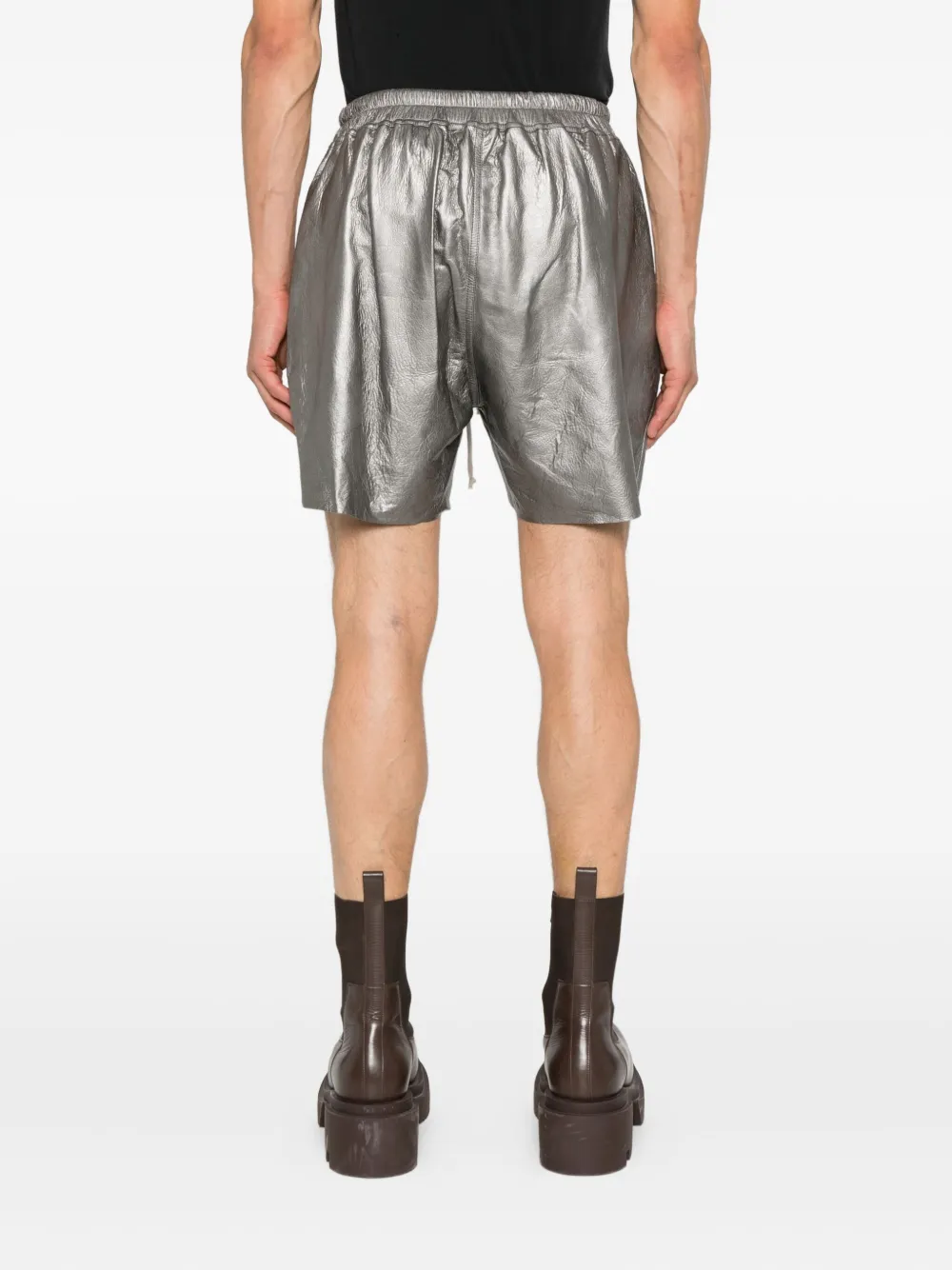Rick Owens Leren shorts met trekkoord Grijs