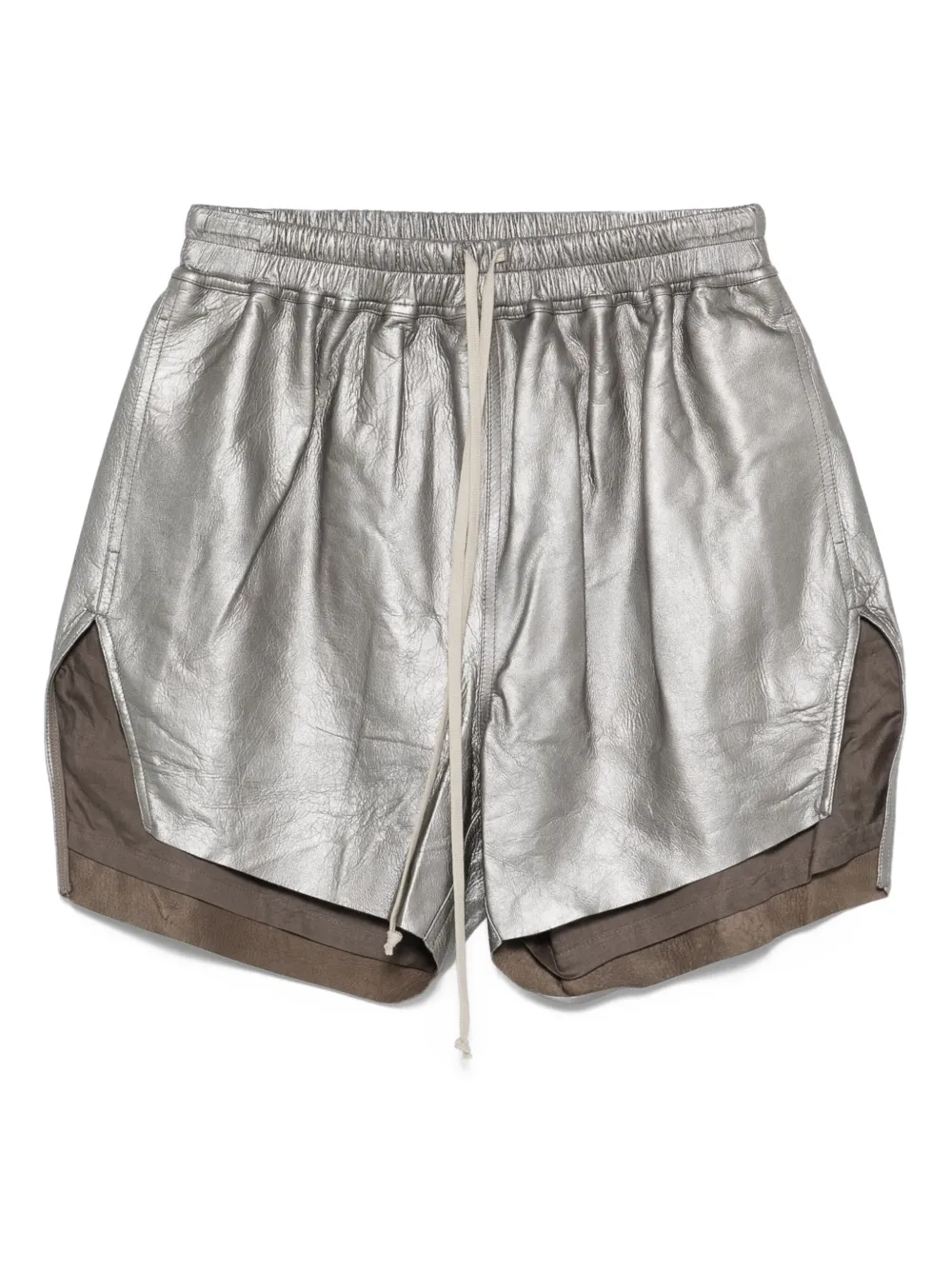Rick Owens Leren shorts met trekkoord Grijs