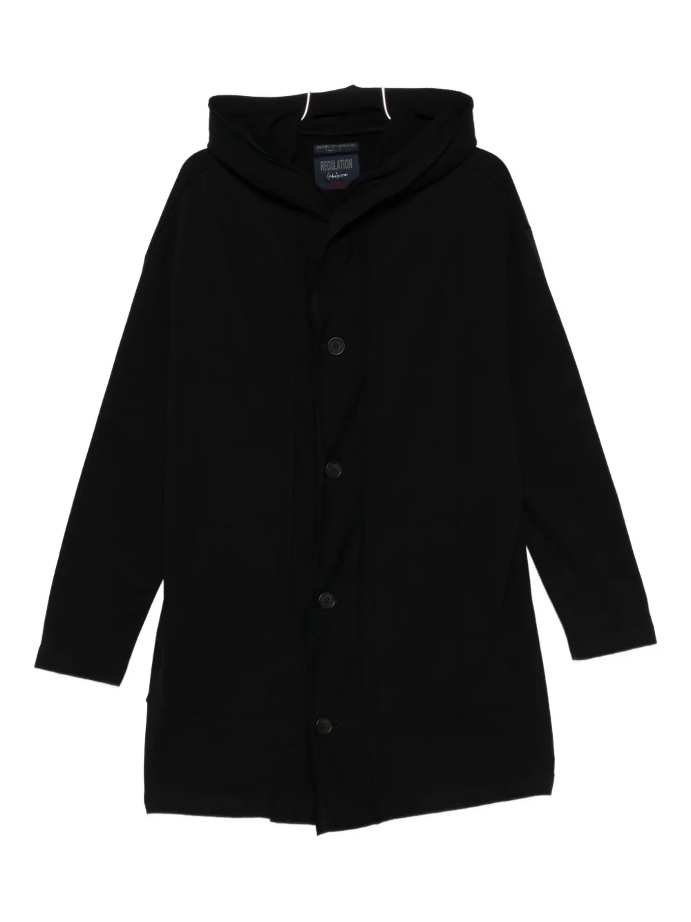 Yohji Yamamoto Hooded Button-fastening Coat In Black