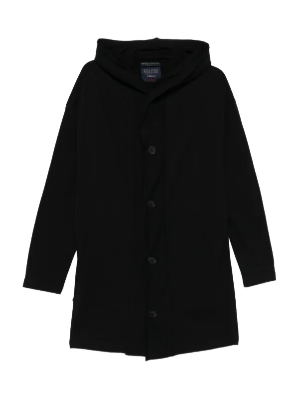 ジャケット・アウター Yohji Yamamoto HOODED COAT Yohji Yamamoto Hooded button-fastening Coat | Black
