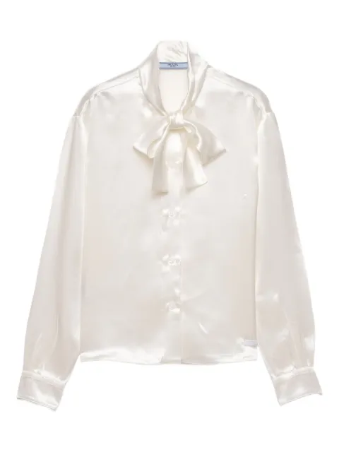 Prada camisa satinada con mascada en el cuello