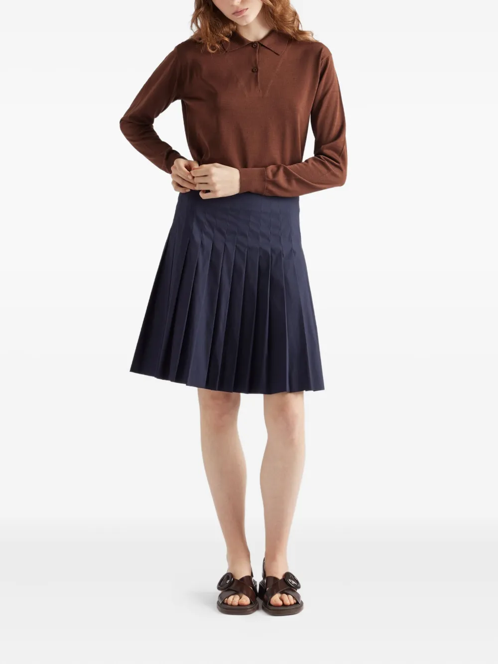 Prada polo-neck ribbed-knit sweater Bruin