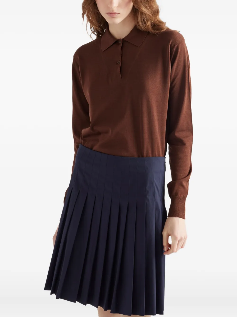 Prada polo-neck ribbed-knit sweater Bruin