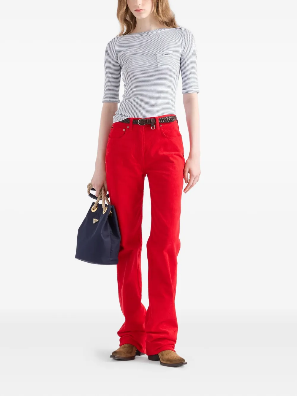 Prada striped boat-neck sweater - Blauw
