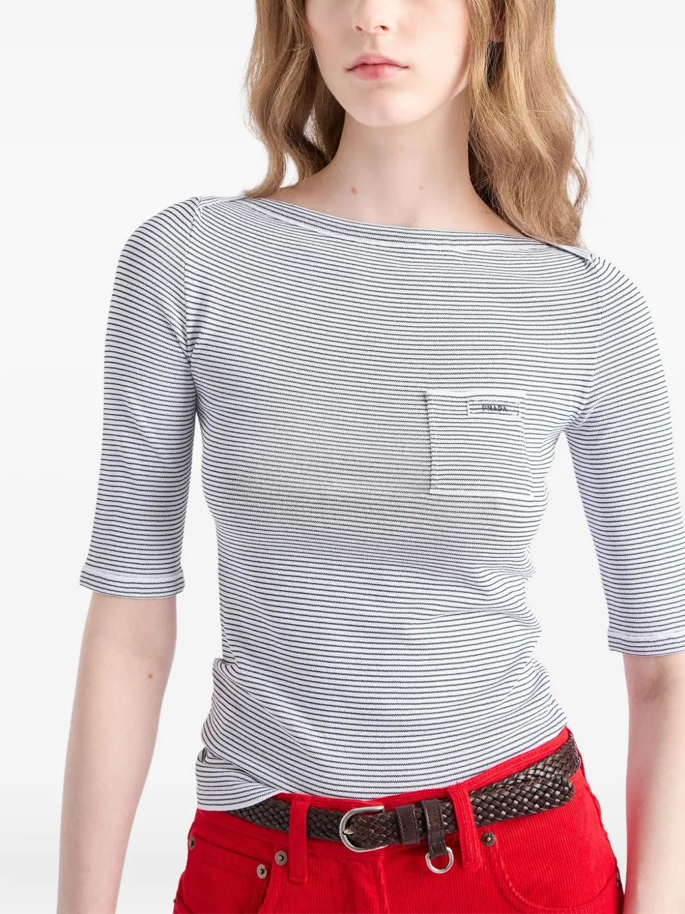 Prada striped boat-neck sweater Blauw
