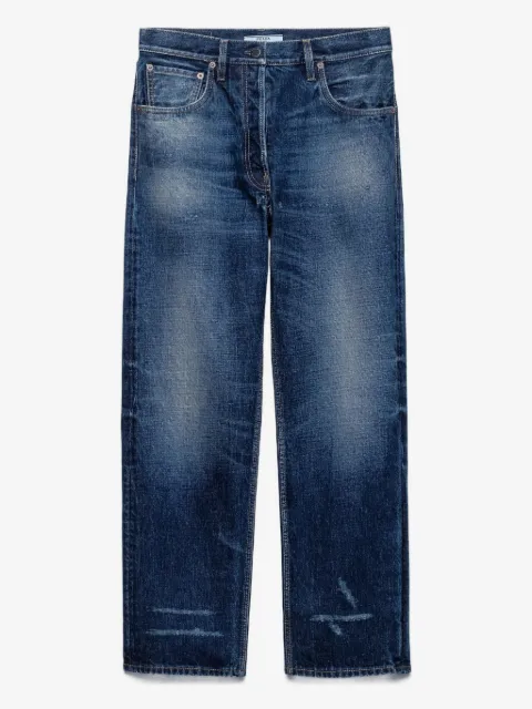 Prada jean cinq poches à effet délavé