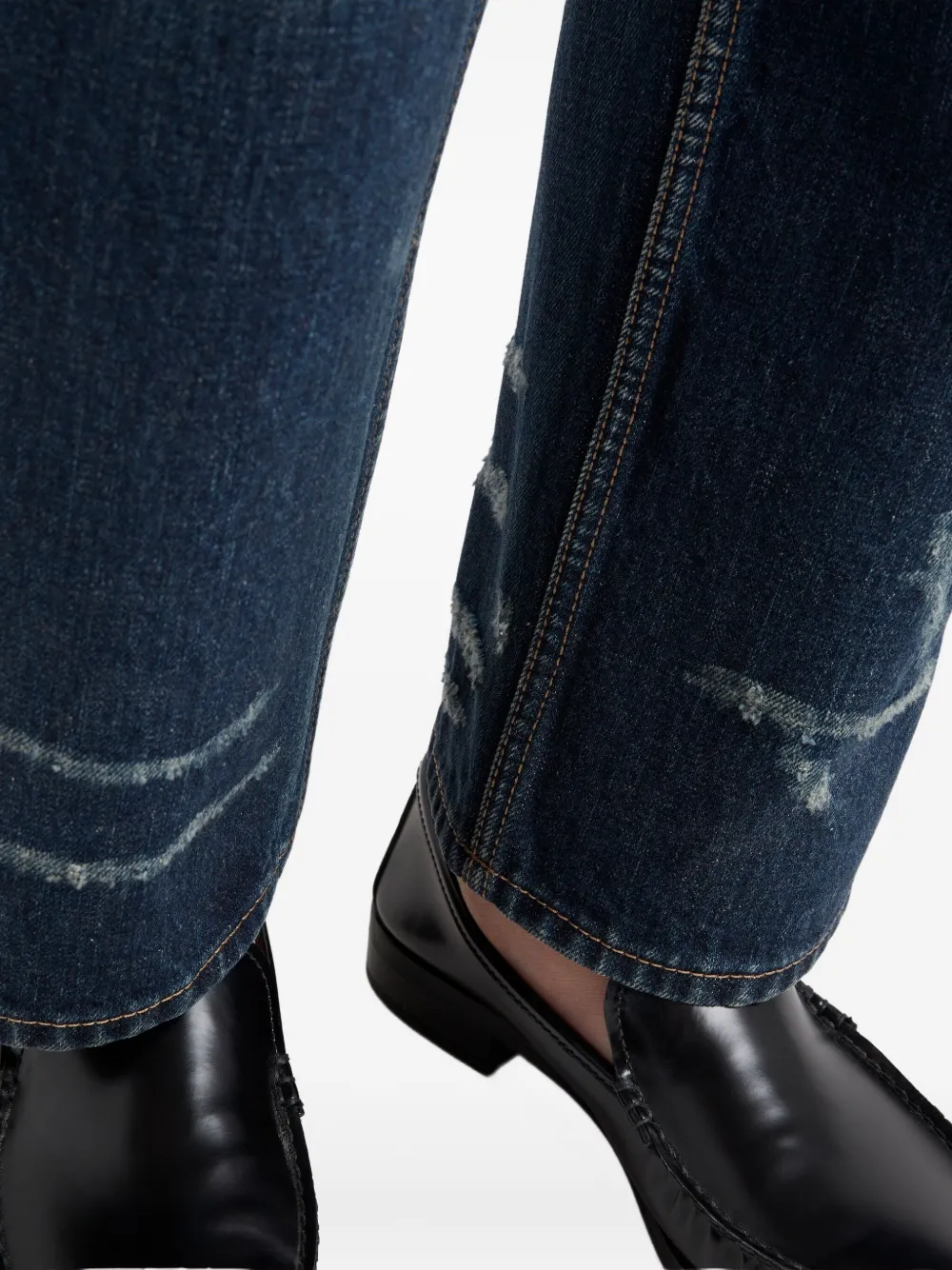 Prada Five Pocket Trousers With Distressed Faded Effect In Blue
