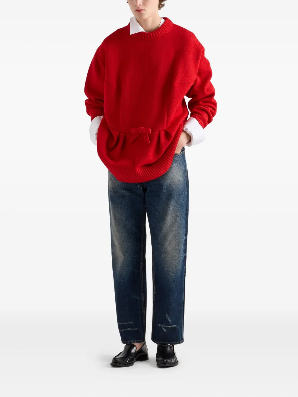 Prada Jeans met verwassen effect en vijf zakken - Blauw