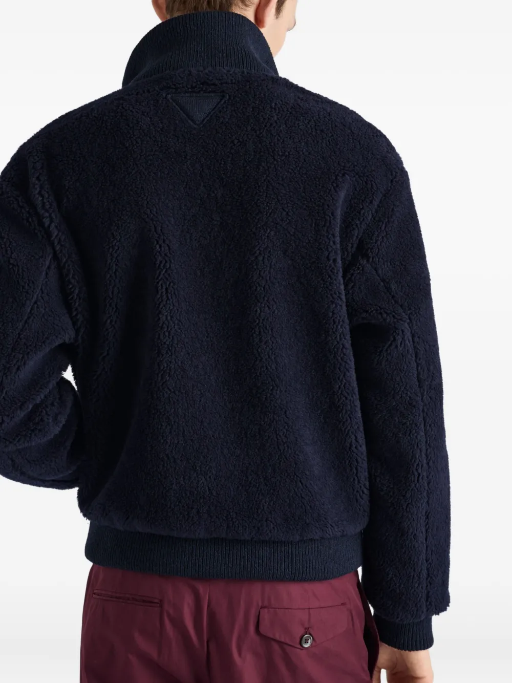 Prada Fleece jack met geribbelde kraag Blauw