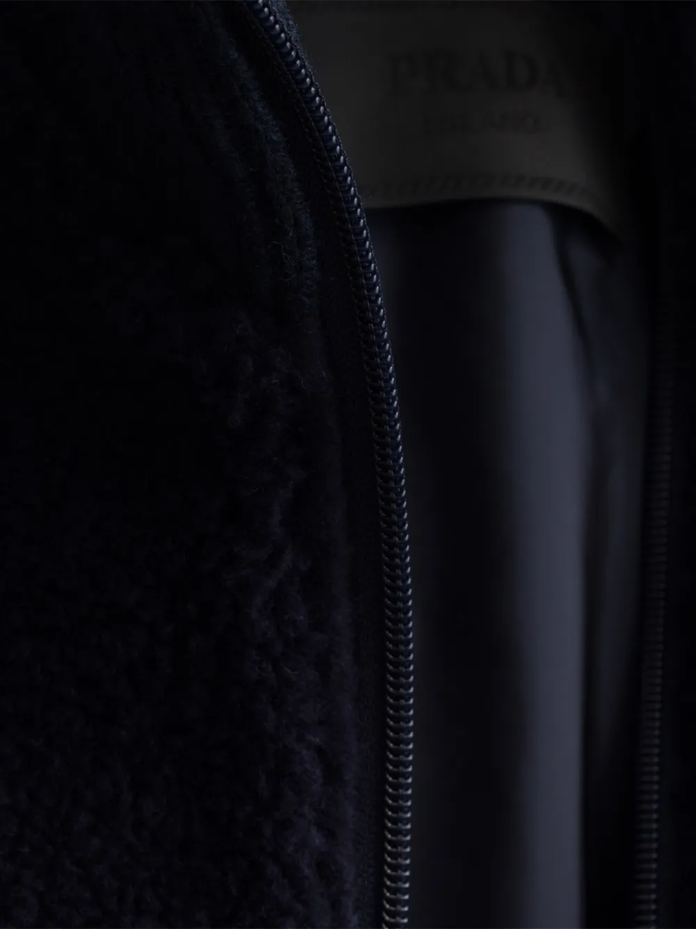 Prada Fleece jack met geribbelde kraag Blauw