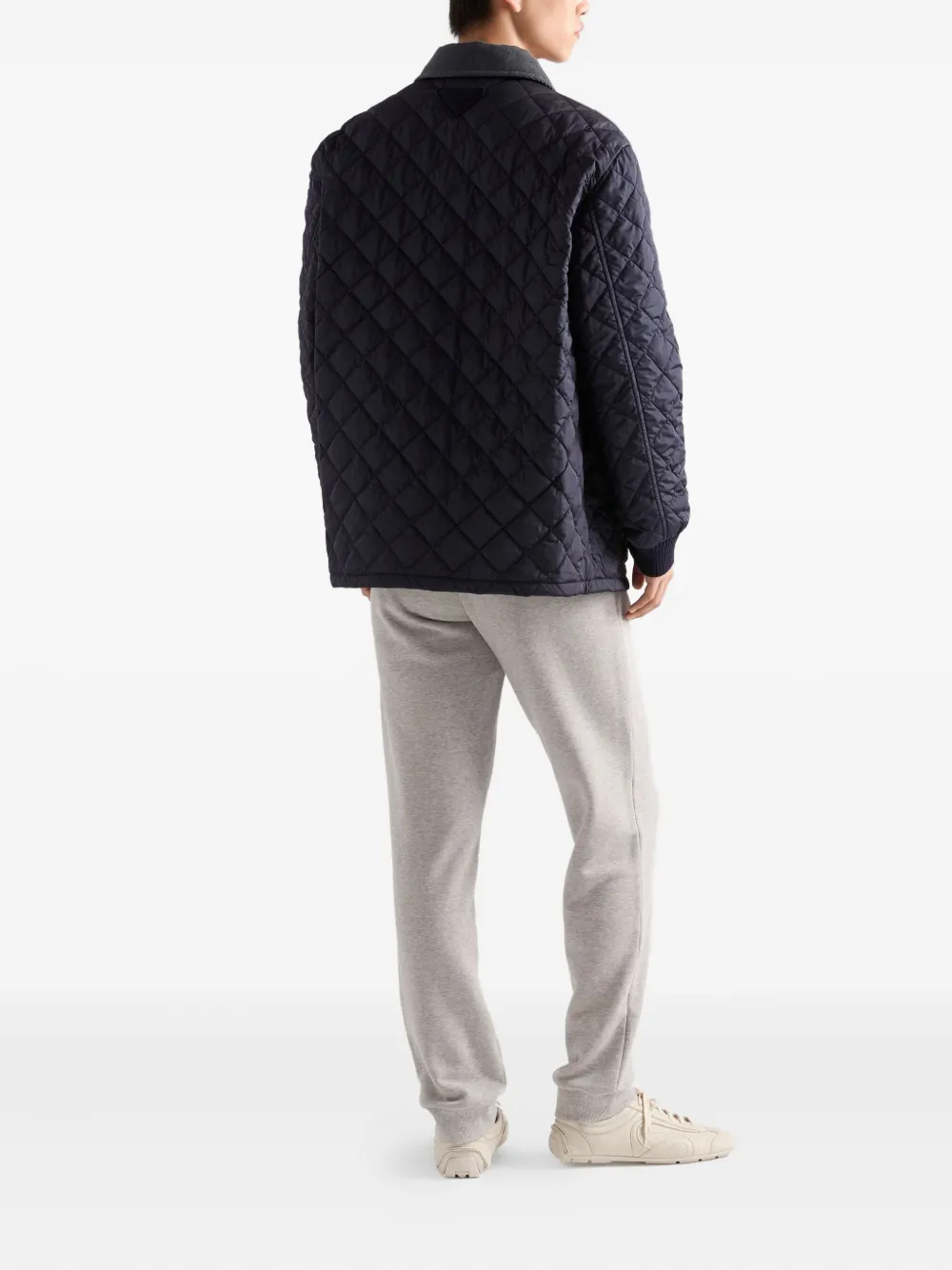 Prada Gewatteerd jack met ribfluwelen kraag Blauw