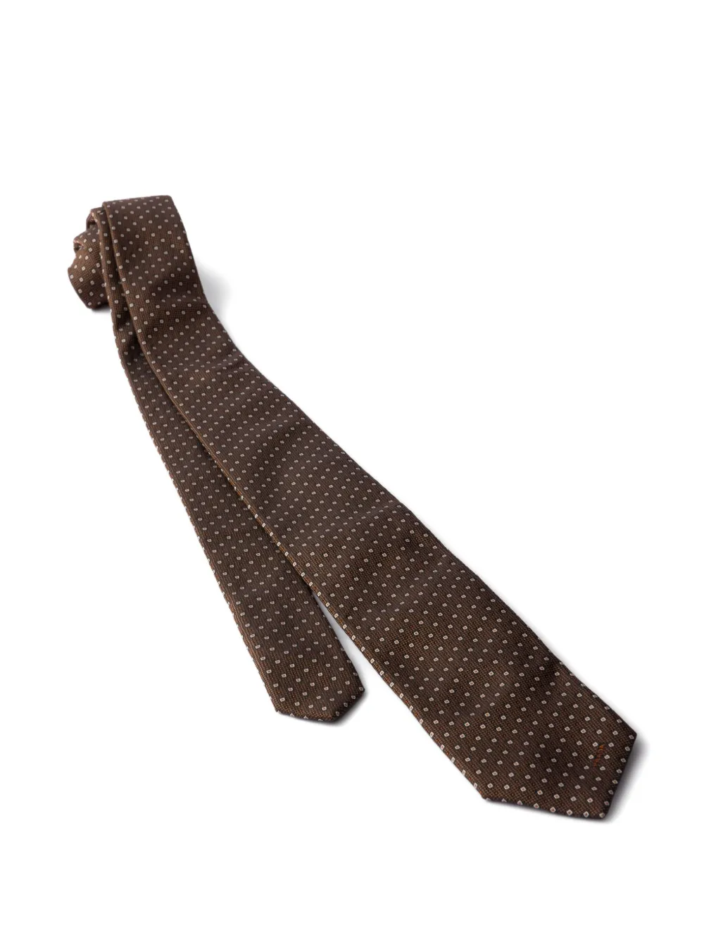 Prada geometric-pattern silk tie - Bruin