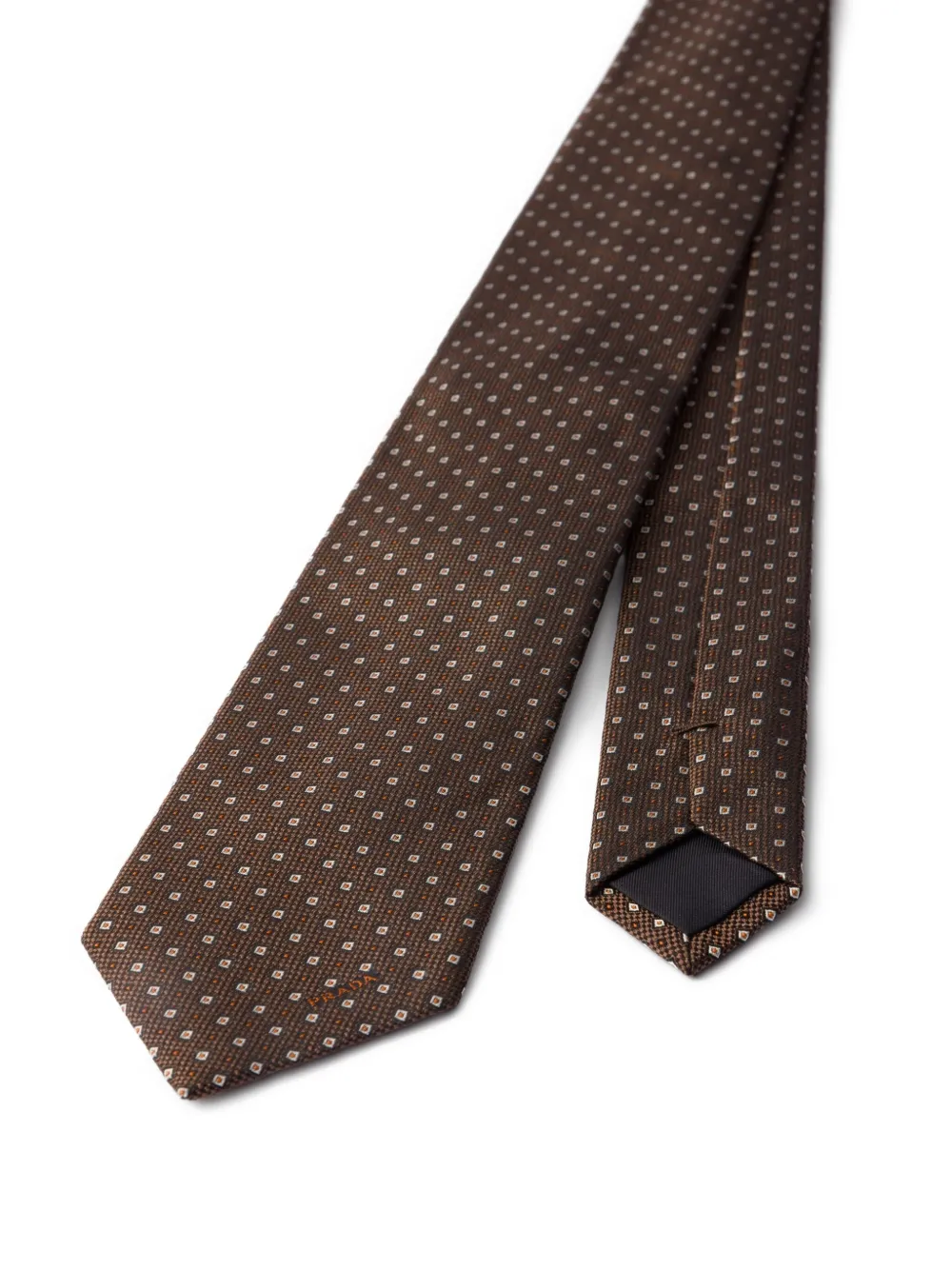 Prada Zijden stropdas met geometrisch patroon Bruin