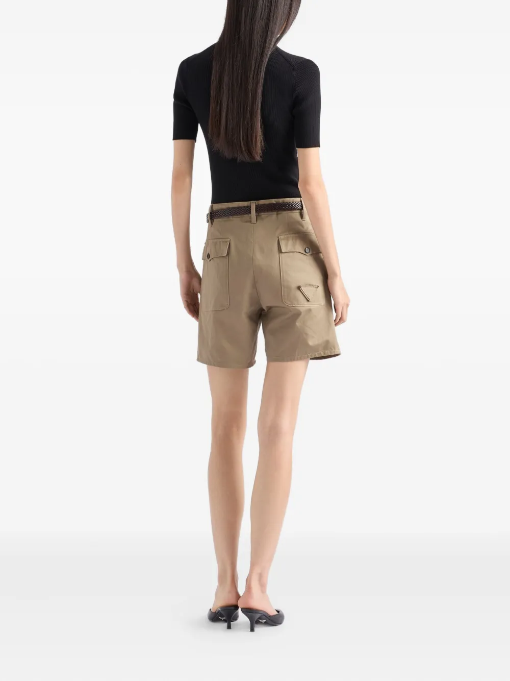 Prada ribbed cotton sweater Zwart